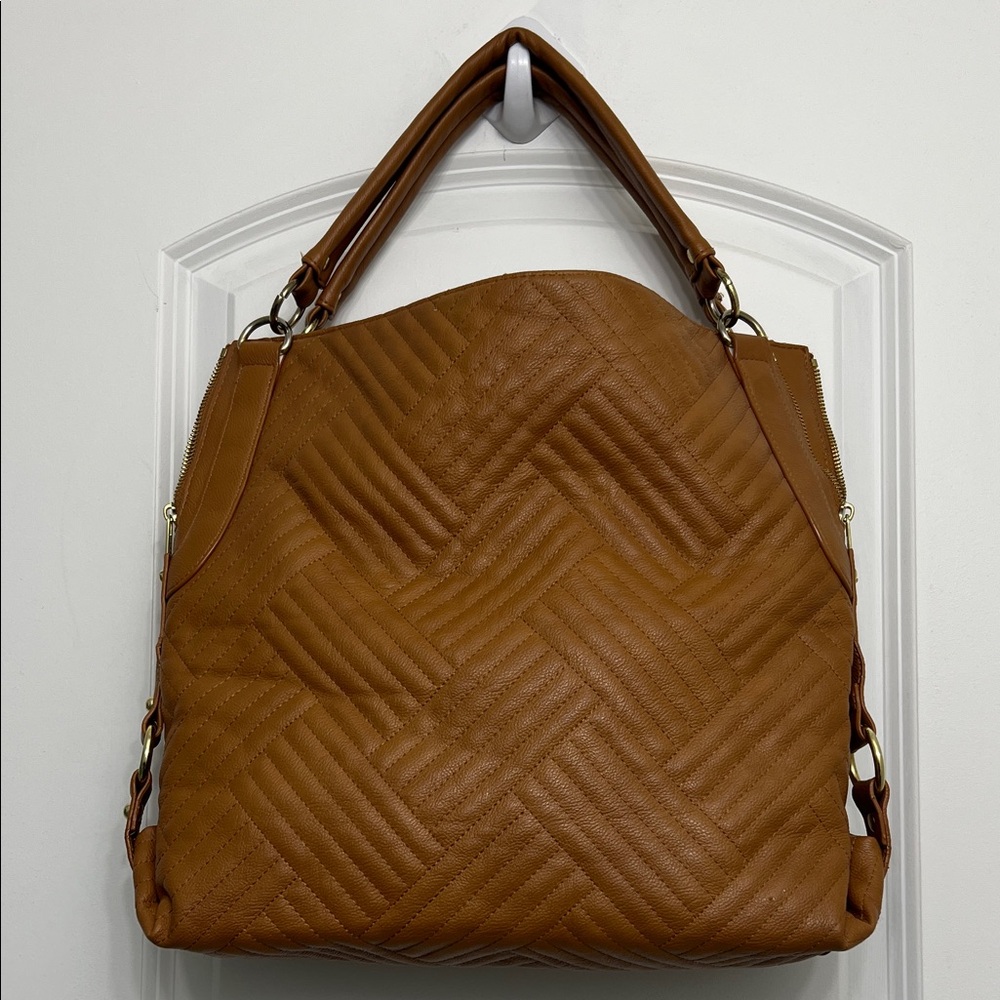 Olivia + Joy Brown Quilted Shoulder Bag
